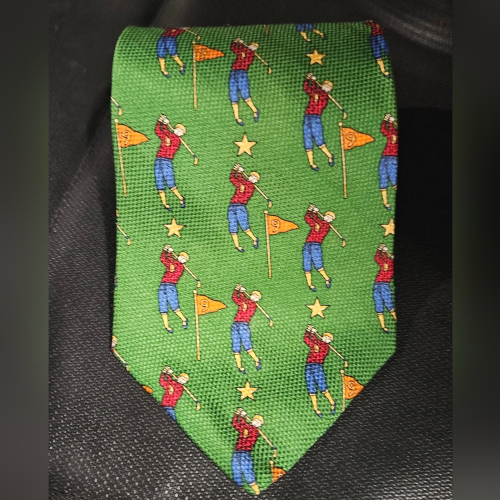 Tommy Hilfiger Green Golf Motif Tie